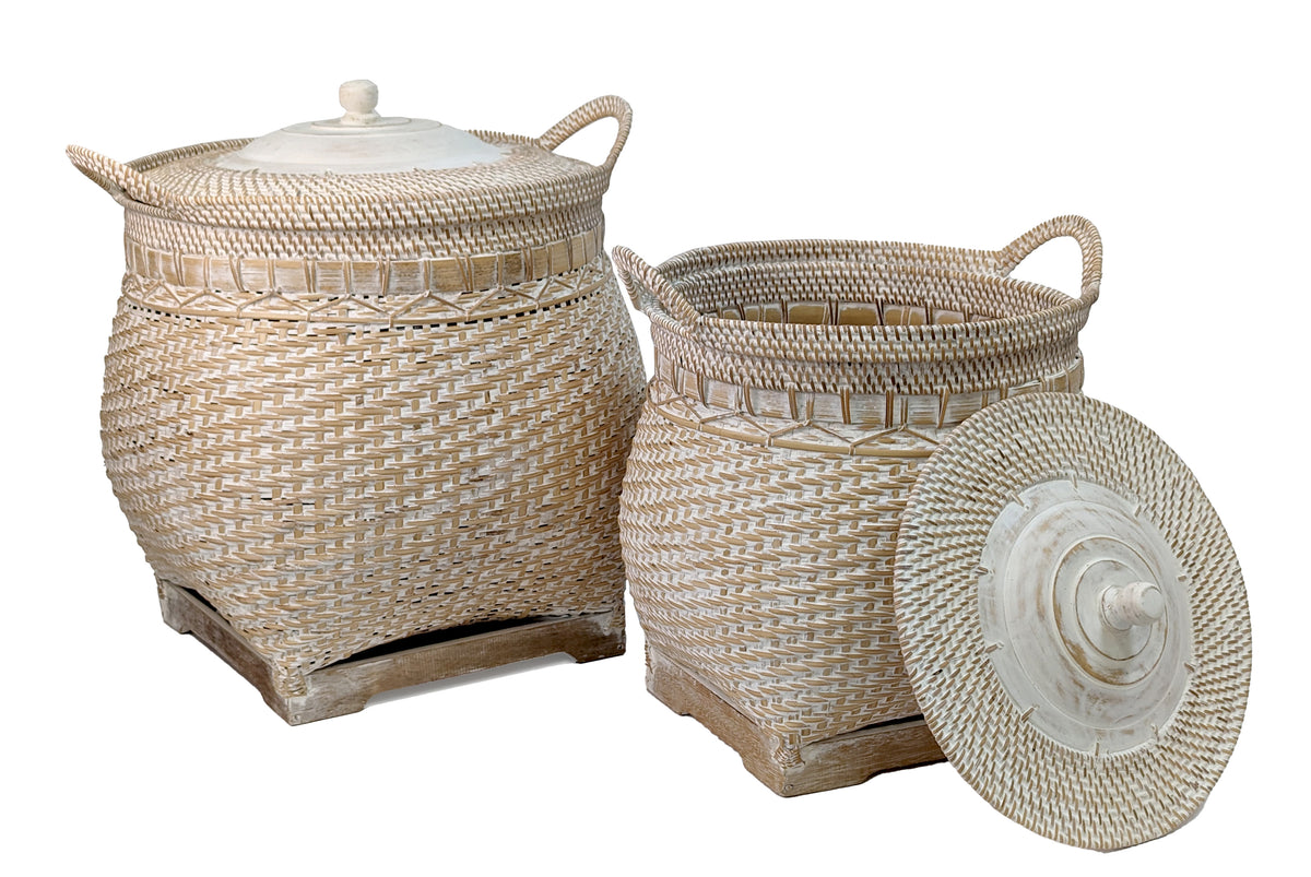 Baskets with Lids, S/2 Marshall Home Corporation